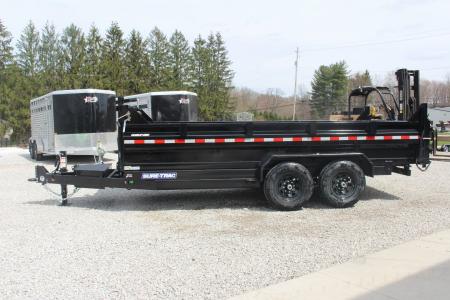 New 2026 Sure-Trac 7' x 16' HD Low Profile Telescopic Lift Hydraulic Dump Trailer - 14000# GVW