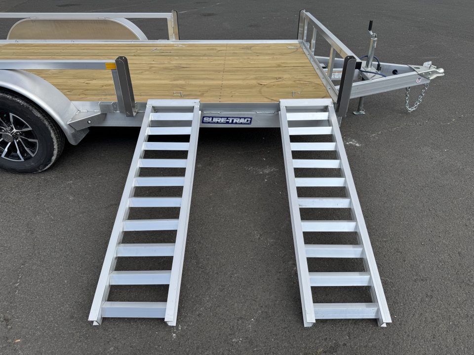 New 2026 Sure-Trac 7x16 Aluminum ATV Tube Top Utility Trailer 7k GVWR