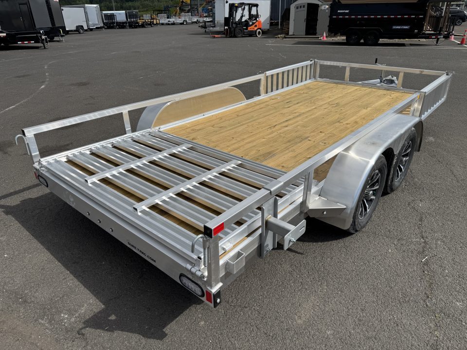New 2026 Sure-Trac 7x16 Aluminum ATV Tube Top Utility Trailer 7k GVWR