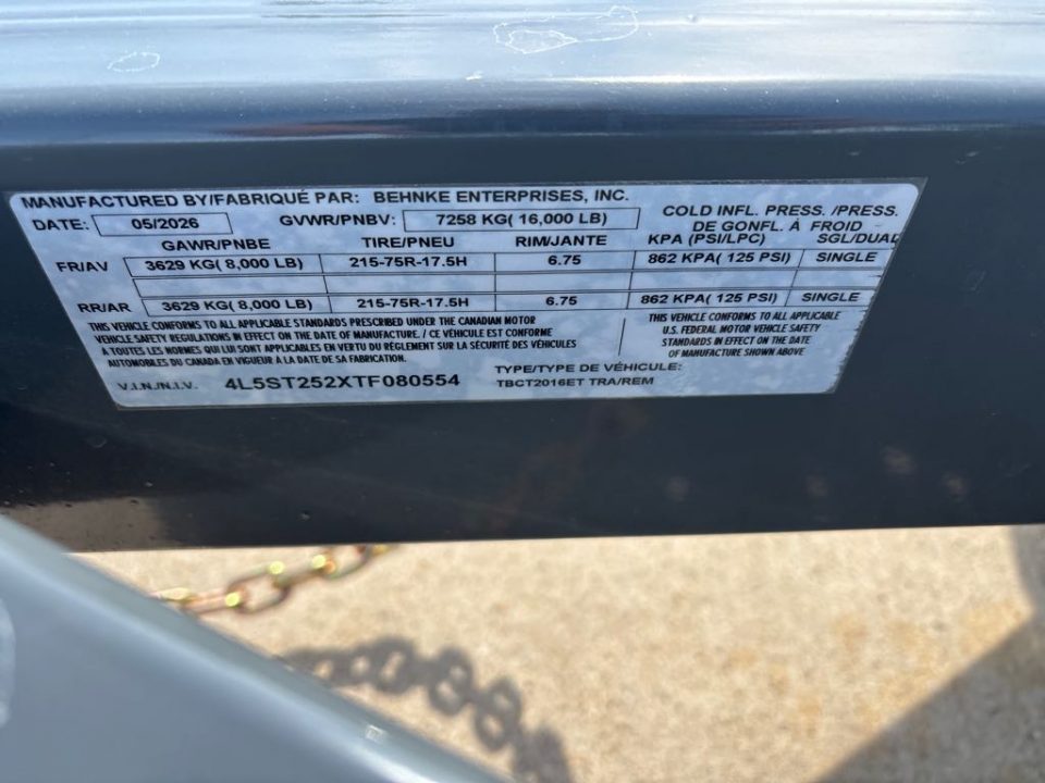 New 2026 Behnke TBCT2016ET Utility Trailer