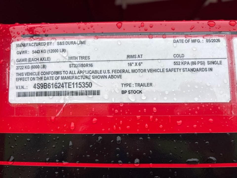 New 2026 S & S Dura Line STK6X16BP Stock / Stock Combo Trailer