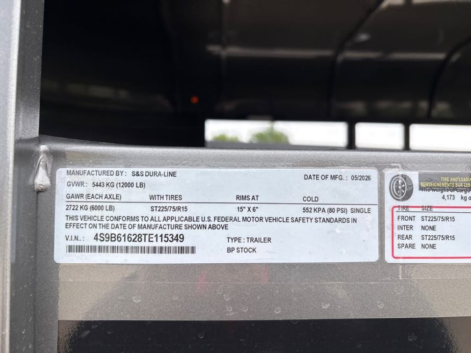 New 2026 S & S Dura Line STK6X16BP Stock / Stock Combo Trailer