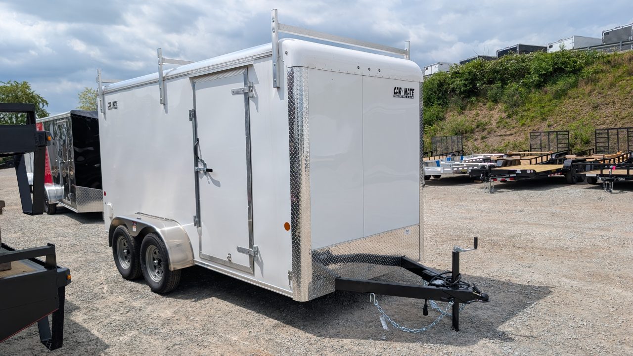 New 2026 Car Mate 6x14 HD Custom Cargo Trailer w/ Barn Doors & Ladder Racks