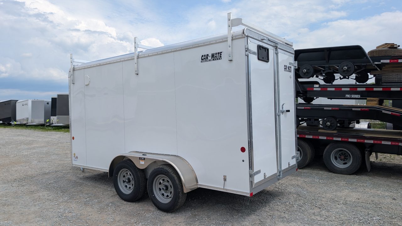 New 2026 Car Mate 6x14 HD Custom Cargo Trailer w/ Barn Doors & Ladder Racks