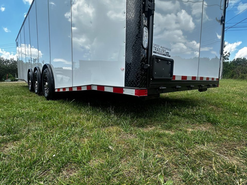 New 2026 Rock Solid Cargo 8.5x32 Race Trailer-Finished Interior-Triple 7000 TORSIONS -HD RAMP-Rececessed E-TRACK-BOGEY WHEELS-24ft AWNING