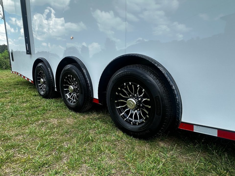 New 2026 Rock Solid Cargo 8.5x32 Race Trailer-Finished Interior-Triple 7000 TORSIONS -HD RAMP-Rececessed E-TRACK-BOGEY WHEELS-24ft AWNING