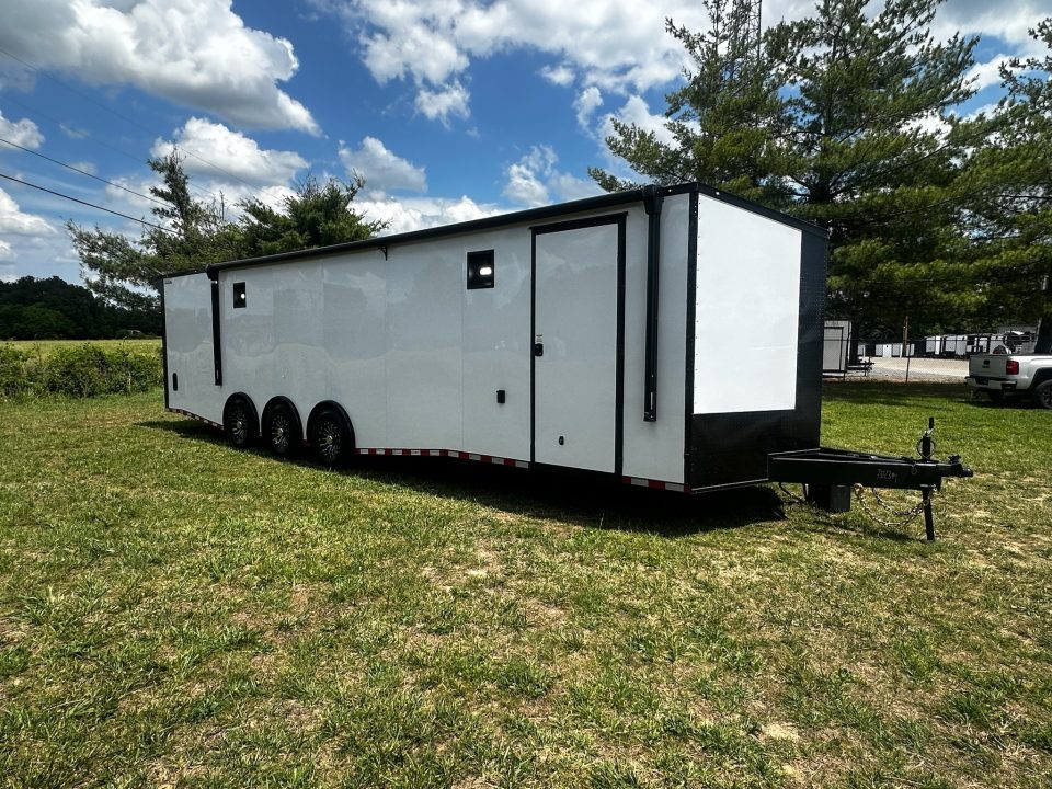 New 2026 Rock Solid Cargo 8.5x32 Race Trailer-Finished Interior-Triple 7000 TORSIONS -HD RAMP-Rececessed E-TRACK-BOGEY WHEELS-24ft AWNING