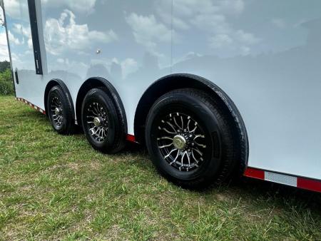 New 2026 Rock Solid Cargo 8.5x32 Race Trailer-Finished Interior-Triple 7000 TORSIONS -HD RAMP-Rececessed E-TRACK-BOGEY WHEELS-24ft AWNING