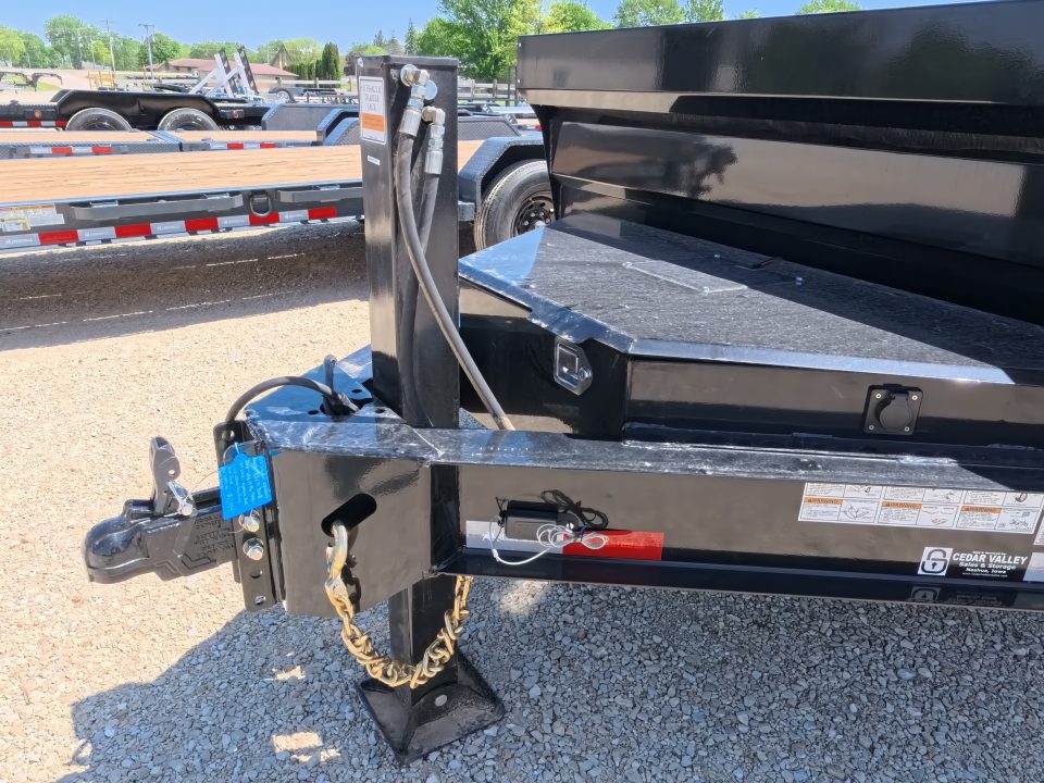 New 2026 Iron Bull 83 x 14 DWB Legendary Reserve Model 14K GVWR, 14 ply Tires, Hydraulic Jack, Scissor Hoist, Aluminum Ramps, Matching Spare, Rear Supports and Solar Charger, Black Dump Trailer