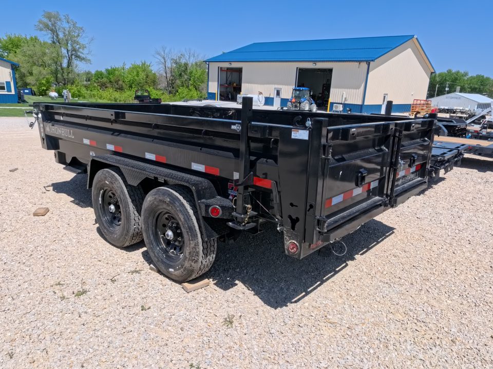 New 2026 Iron Bull 83 x 14 DWB Legendary Reserve Model 14K GVWR, 14 ply Tires, Hydraulic Jack, Scissor Hoist, Aluminum Ramps, Matching Spare, Rear Supports and Solar Charger, Black Dump Trailer