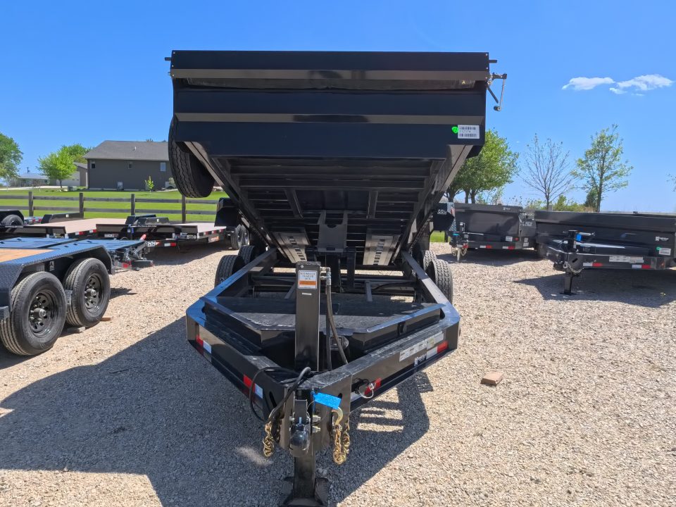 New 2026 Iron Bull 83 x 14 DWB Legendary Reserve Model 14K GVWR, 14 ply Tires, Hydraulic Jack, Scissor Hoist, Aluminum Ramps, Matching Spare, Rear Supports and Solar Charger, Black Dump Trailer