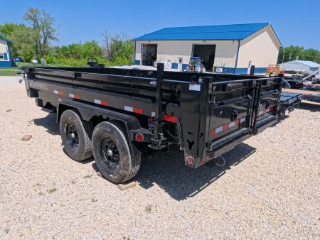 New 2026 Iron Bull 83 x 14 DWB Legendary Reserve Model 14K GVWR, 14 ply Tires, Hydraulic Jack, Scissor Hoist, Aluminum Ramps, Matching Spare, Rear Supports and Solar Charger, Black Dump Trailer