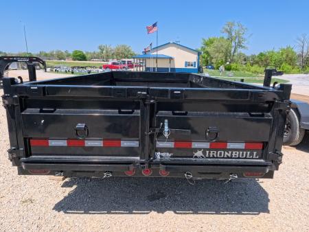 New 2026 Iron Bull 83 x 14 DWB Legendary Reserve Model 14K GVWR, 14 ply Tires, Hydraulic Jack, Scissor Hoist, Aluminum Ramps, Matching Spare, Rear Supports and Solar Charger, Black Dump Trailer