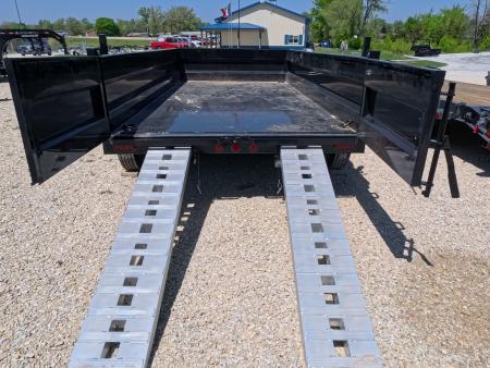 New 2026 Iron Bull 83 x 14 DWB Legendary Reserve Model 14K GVWR, 14 ply Tires, Hydraulic Jack, Scissor Hoist, Aluminum Ramps, Matching Spare, Rear Supports and Solar Charger, Black Dump Trailer