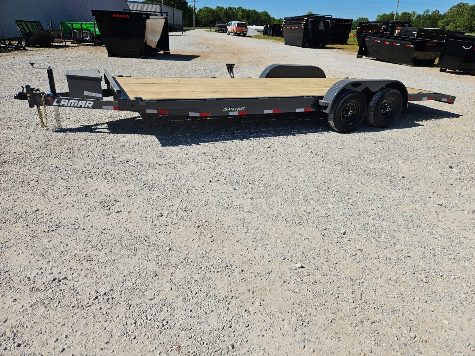 New 2026 Lamar 83X22 TANDEM 10K CAR HAULER W/2' STEEL DOVE SLIDE OUT RAMPS TOOLBOX
