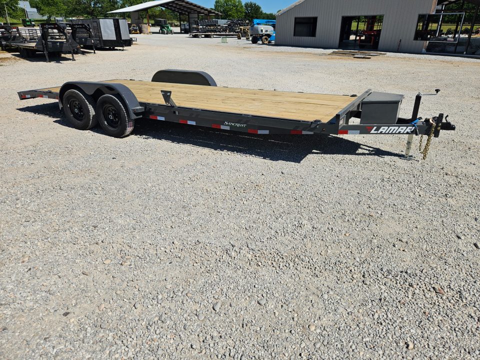 New 2026 Lamar 83X22 TANDEM 10K CAR HAULER W/2' STEEL DOVE SLIDE OUT RAMPS TOOLBOX