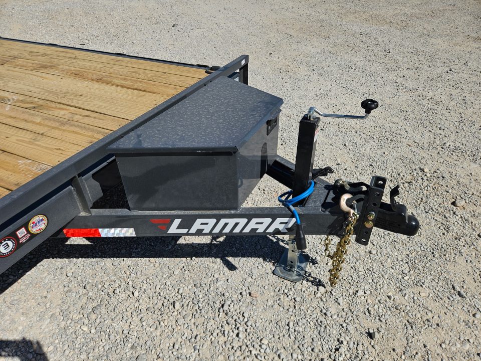 New 2026 Lamar 83X22 TANDEM 10K CAR HAULER W/2' STEEL DOVE SLIDE OUT RAMPS TOOLBOX