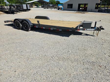 New 2026 Lamar 83X22 TANDEM 10K CAR HAULER W/2' STEEL DOVE SLIDE OUT RAMPS TOOLBOX