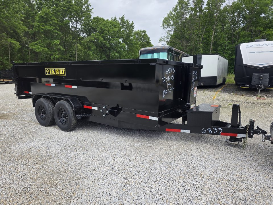 New 2026 Texas Pride/U.S Built 7x16x3 TA, with 14k axles, Barn doors/spreader gate combo Dump Trailer