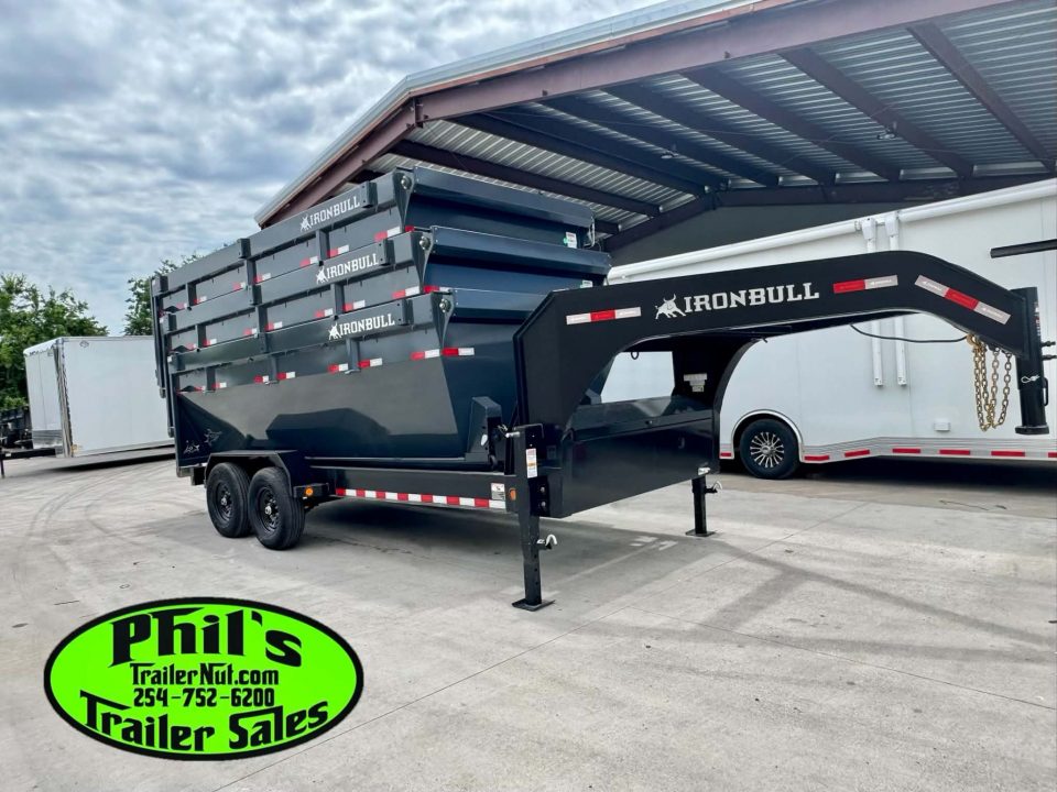 New Iron Bull 16' ROLL OFF DUMP TRAILERS GOOSENECK Dump Trailer WITH 3 BINS
