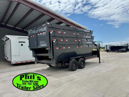 New Iron Bull 16' ROLL OFF DUMP TRAILERS GOOSENECK Dump Trailer WITH 3 BINS