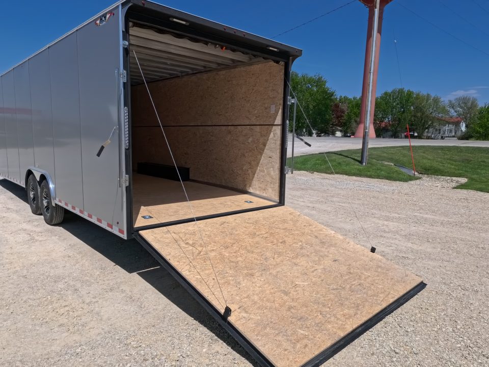New 2026 H&H Trailers 8.5' X 28' X 7' Cargo / Enclosed Trailer - Flat Top V-Nose, 14K GVWR, Rear Spoiler w/Loading Lights , Composite Silver