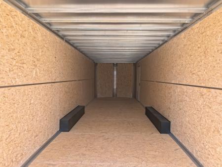 New 2026 H&H Trailers 8.5' X 28' X 7' Cargo / Enclosed Trailer - Flat Top V-Nose, 14K GVWR, Rear Spoiler w/Loading Lights , Composite Silver