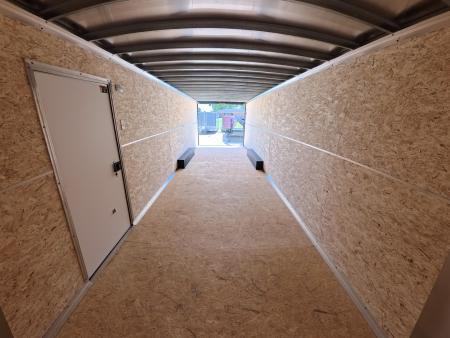 New 2026 H&H Trailers 8.5' X 28' X 7' Cargo / Enclosed Trailer - Flat Top V-Nose, 14K GVWR, Rear Spoiler w/Loading Lights , Composite Silver