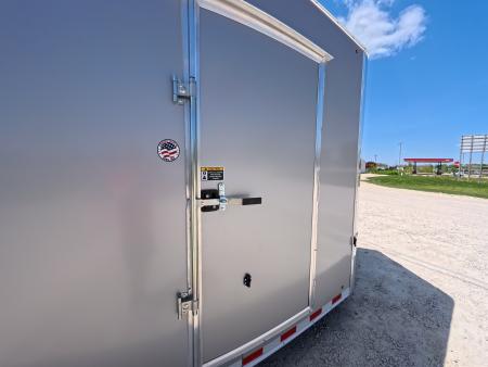 New 2026 H&H Trailers 8.5' X 28' X 7' Cargo / Enclosed Trailer - Flat Top V-Nose, 14K GVWR, Rear Spoiler w/Loading Lights , Composite Silver