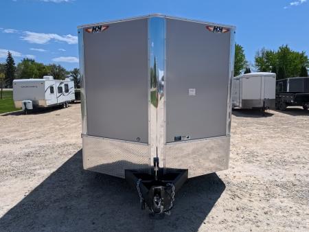 New 2026 H&H Trailers 8.5' X 28' X 7' Cargo / Enclosed Trailer - Flat Top V-Nose, 14K GVWR, Rear Spoiler w/Loading Lights , Composite Silver