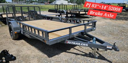 New 2027 PJ Trailers 14' x 83 in. Single 5200# BRAKE Axle Channel Utility Trailer