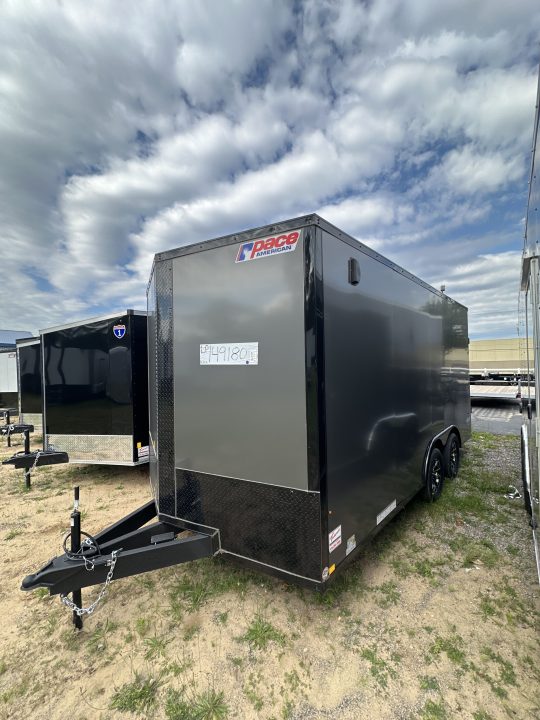 New 2026 Pace American 8.5 X 16 Outback DLX Flat Top V-Nose Car Hauler 7K