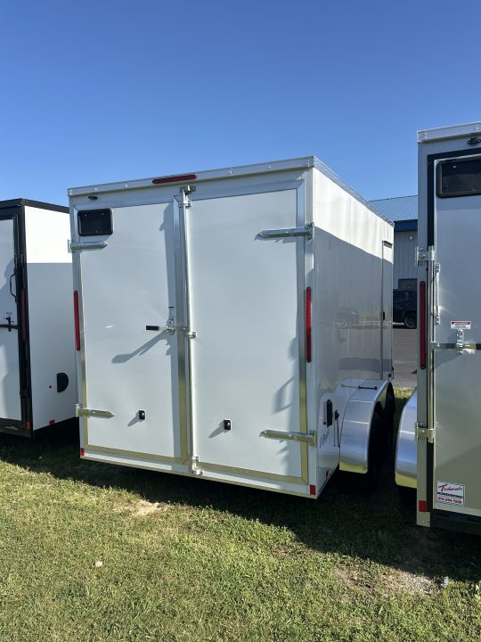 New 2026 Pace American 7 x 14 Outback DLK Flat Top V-Nose 7K BARN DOORS