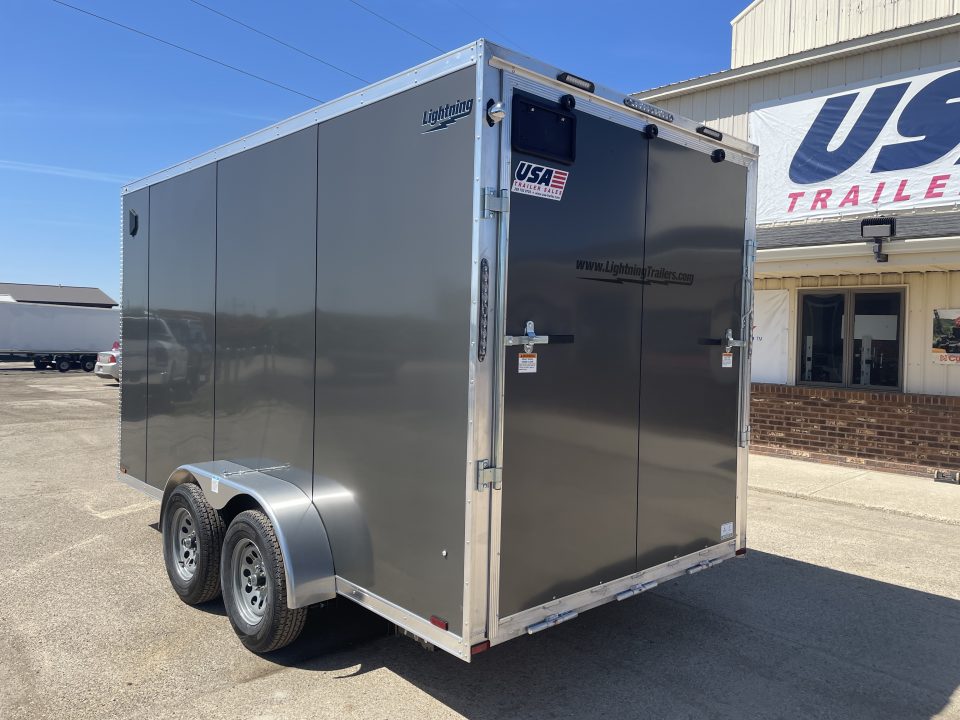 New 2026 Lightning Trailers 7X14 V-Nose Ramp Door +12" Cargo / Enclosed Trailer