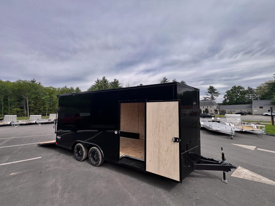 New 2026 Pace American 8.5x18 + 2ft V nose/ Rear Spoiler/ Polycore / 7' Int./ Blackout - 7000GVW
