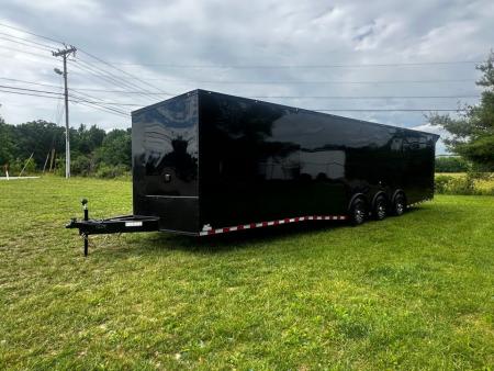 New 2026 Rock Solid Cargo 8.5x32 Race Trailer-Finished Interior-Triple 7000 TORSIONS -Carpet Walls-24ft Awning- Double Doors-E-Track-HD Ramp