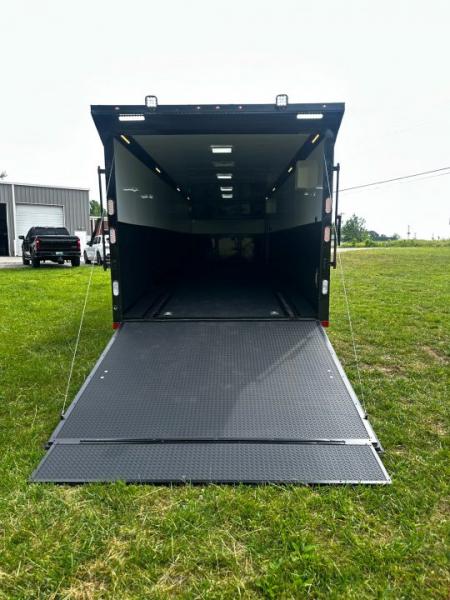 New 2026 Rock Solid Cargo 8.5x32 Race Trailer-Finished Interior-Triple 7000 TORSIONS -Carpet Walls-24ft Awning- Double Doors-E-Track-HD Ramp