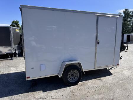 New 2025 Covered Wagon Trailers 6X12SA Cargo / Enclosed Trailer / .030 WHITE ALUMINUM / RAMP REAR DOOR / SIDE DOOR