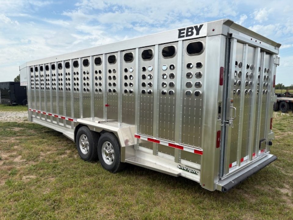 New 2027 EBY 6'11x24 Tandem 14K Livestock Trailer W/ Punch Sides & Floating Front Gate