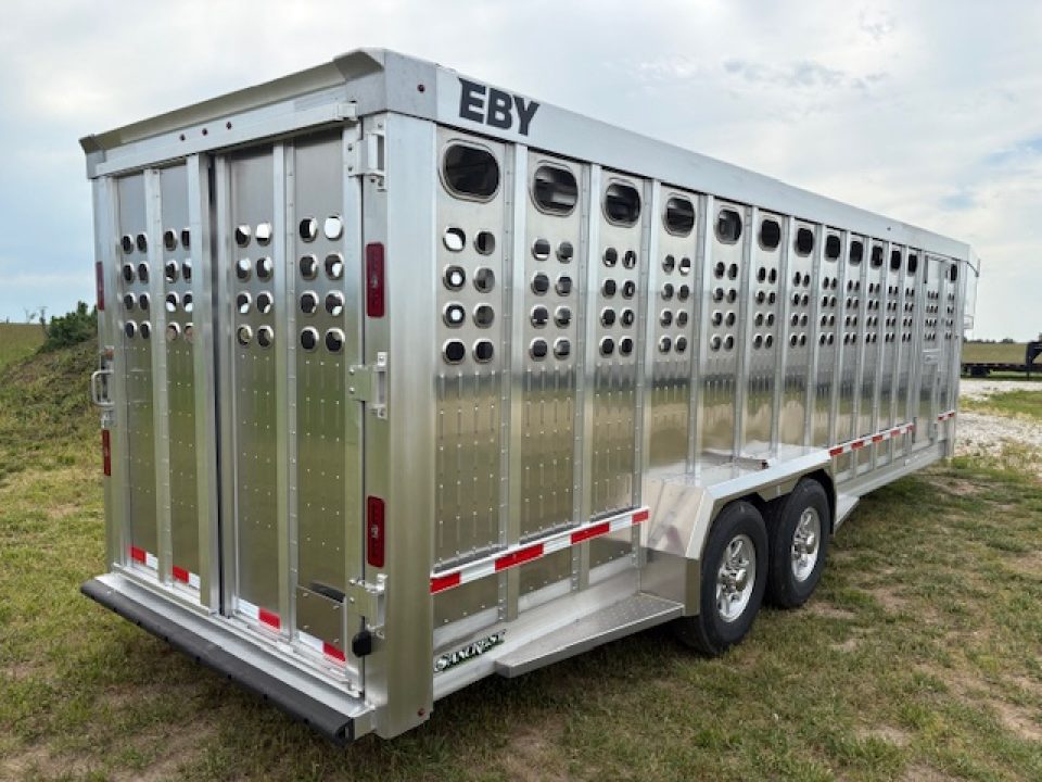 New 2027 EBY 6'11x24 Tandem 14K Livestock Trailer W/ Punch Sides & Floating Front Gate