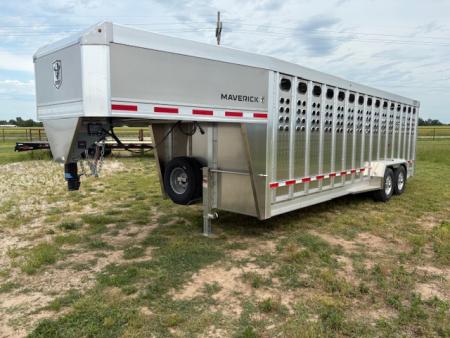 New 2027 EBY 6'11x24 Tandem 14K Livestock Trailer W/ Punch Sides & Floating Front Gate