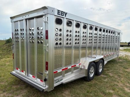 New 2027 EBY 6'11x24 Tandem 14K Livestock Trailer W/ Punch Sides & Floating Front Gate
