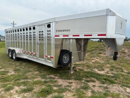 New 2027 EBY 6'11x24 Tandem 14K Livestock Trailer W/ Punch Sides & Floating Front Gate