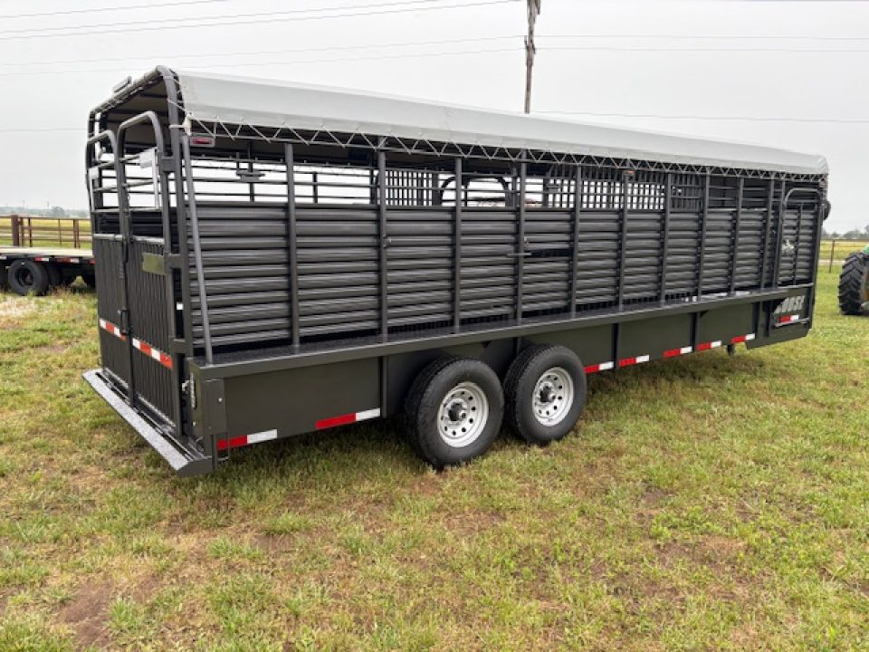 New 2026 Coose 6'8x24 Tandem 14K Livestock Trailer W/ Butterfly Back Gate, Rubber Cleated Floor, & 2 Cut Gates