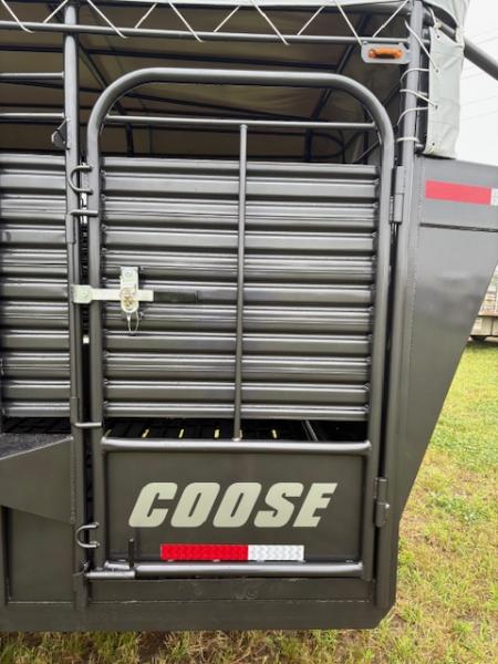 New 2026 Coose 6'8x24 Tandem 14K Livestock Trailer W/ Butterfly Back Gate, Rubber Cleated Floor, & 2 Cut Gates