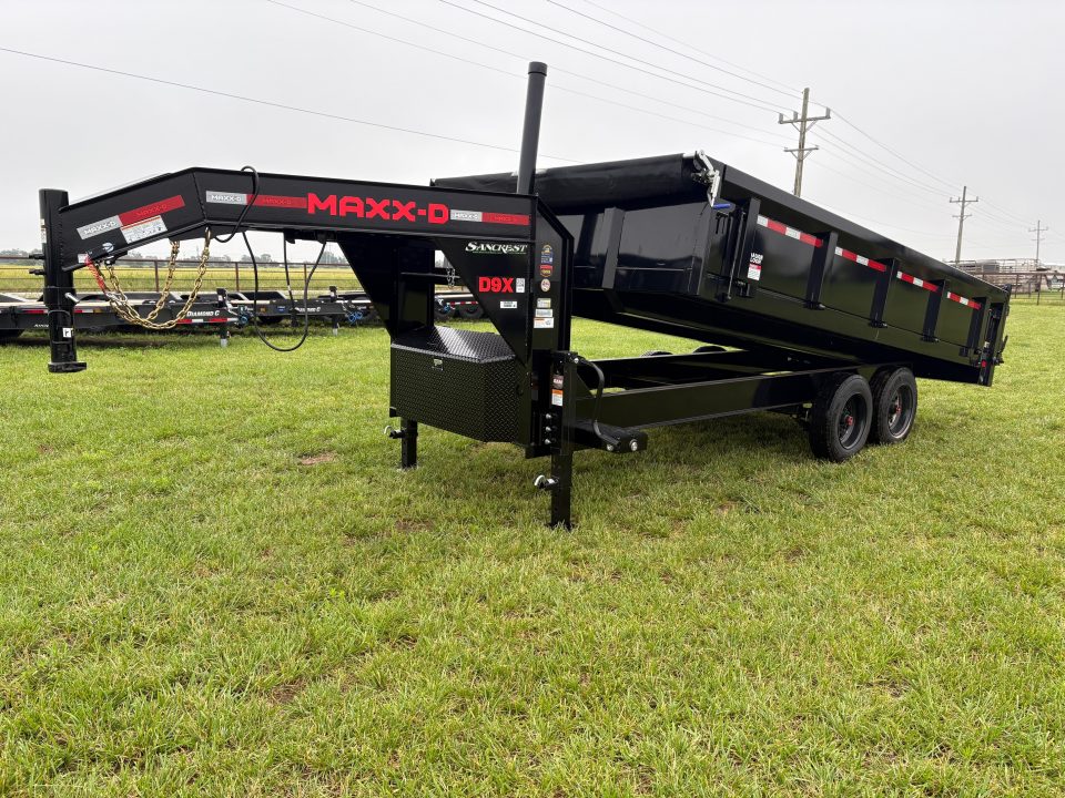 New 2027 MAXX-D 96x16 Tandem 17.5K GN Dump Trailer W/ Fold Down Sides & Telescopic Hoist