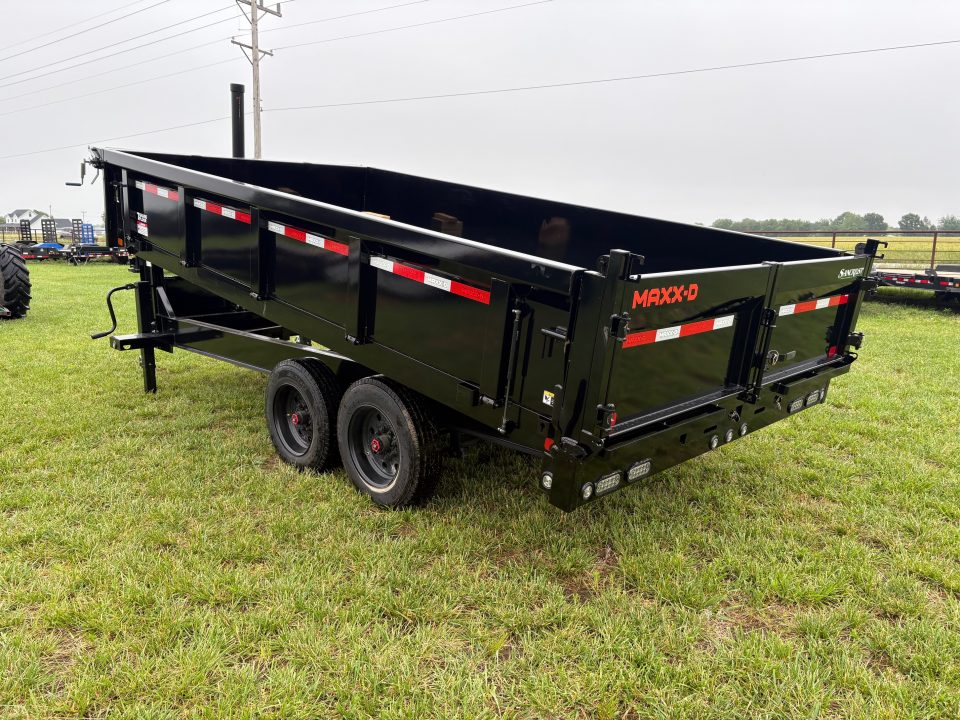 New 2027 MAXX-D 96x16 Tandem 17.5K GN Dump Trailer W/ Fold Down Sides & Telescopic Hoist
