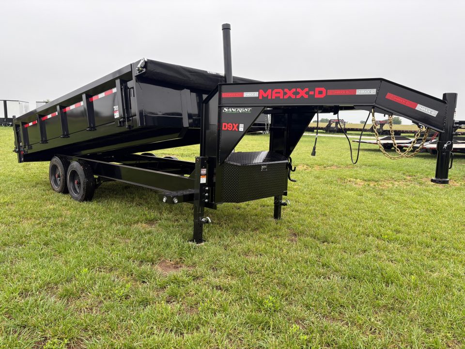 New 2027 MAXX-D 96x16 Tandem 17.5K GN Dump Trailer W/ Fold Down Sides & Telescopic Hoist