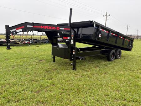 New 2027 MAXX-D 96x16 Tandem 17.5K GN Dump Trailer W/ Fold Down Sides & Telescopic Hoist