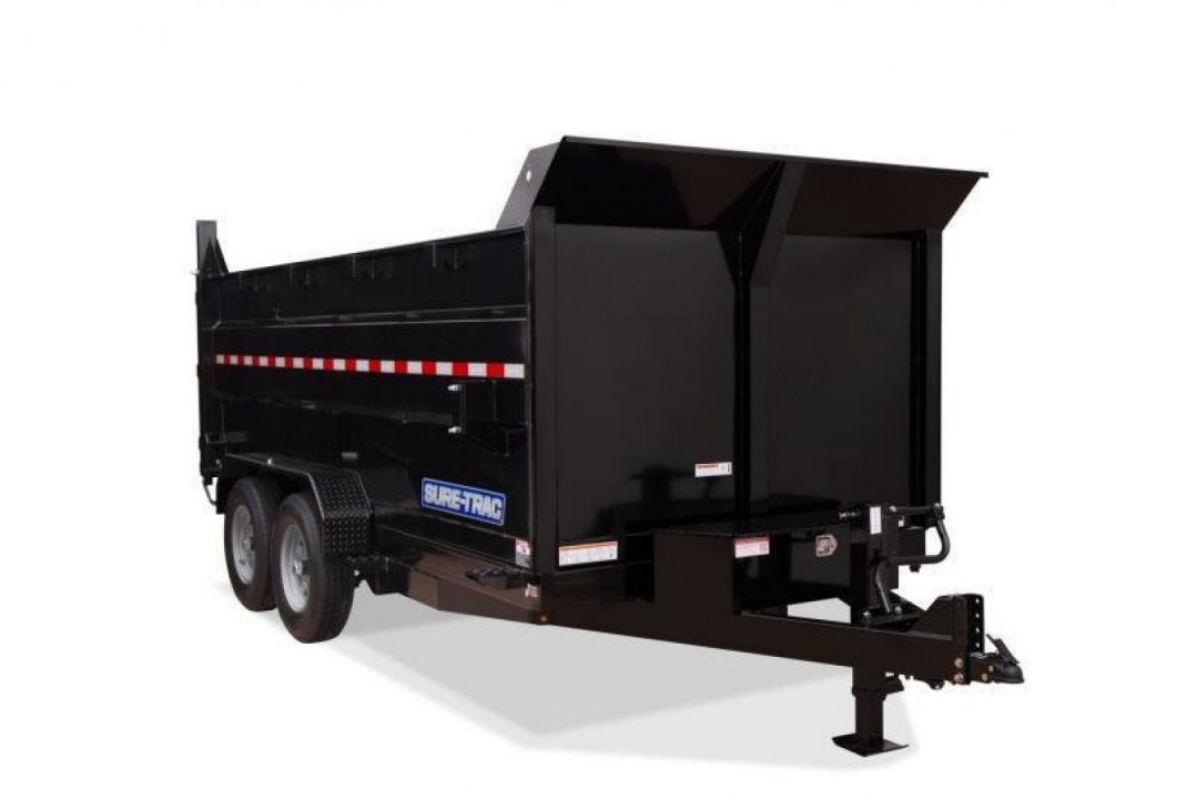 New 7 x 14 Sure-Trac HD Telescopic 4ft High Sides Dump Trailer 14k